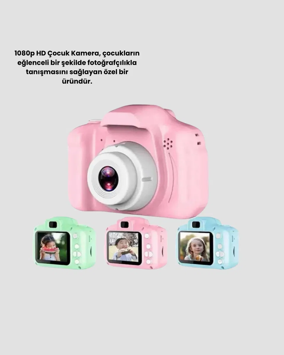 Çocuklar İçin Mini Dijital Kamera – 1080p HD, 2. 0 İnç Ekran, Komik Filtreli ve Şarjlı görsel 3