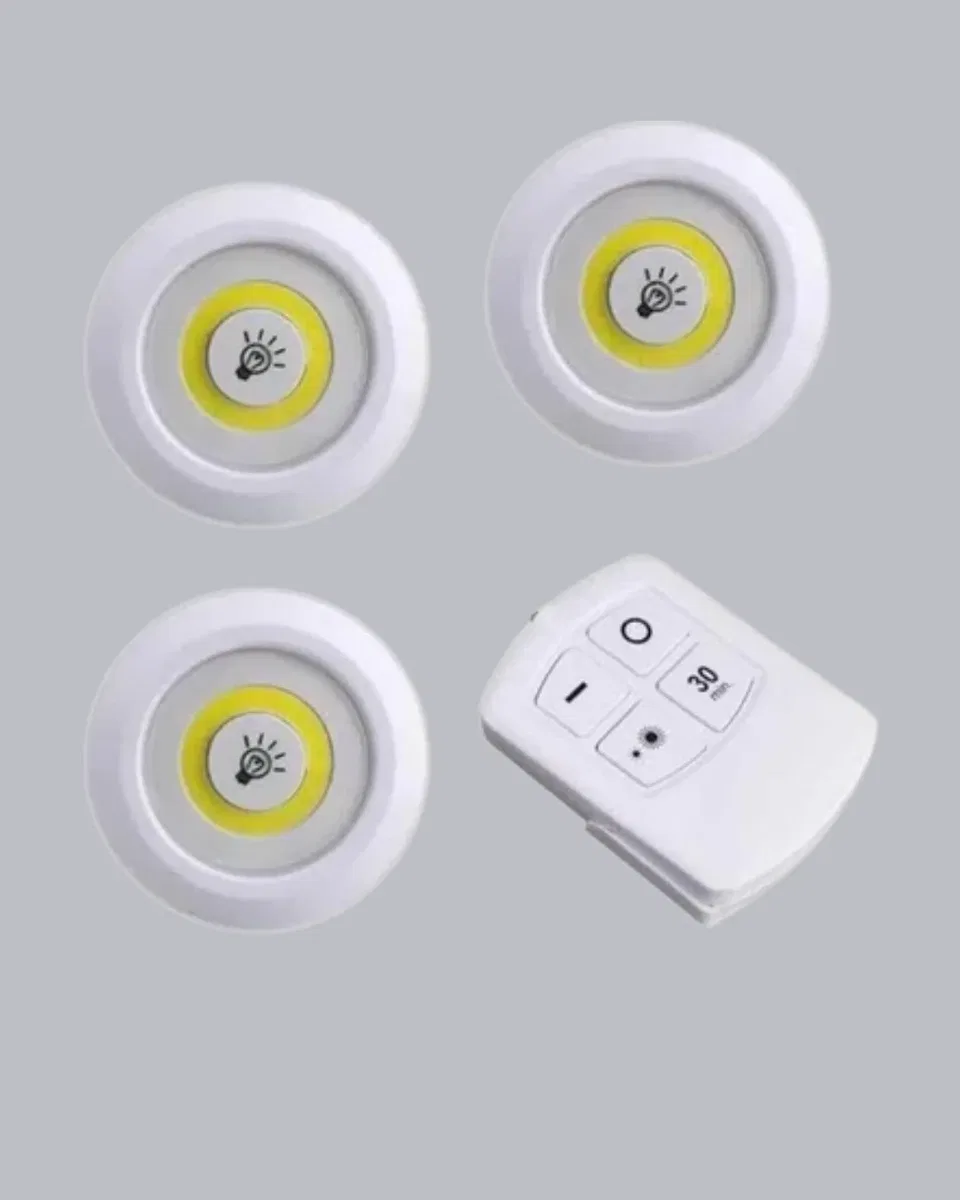 Kablosuz 3 Lü Spot Led Lamba Seti Uzaktan Kumandalı Enerji Tasarruflu Aydınlatma görsel 4
