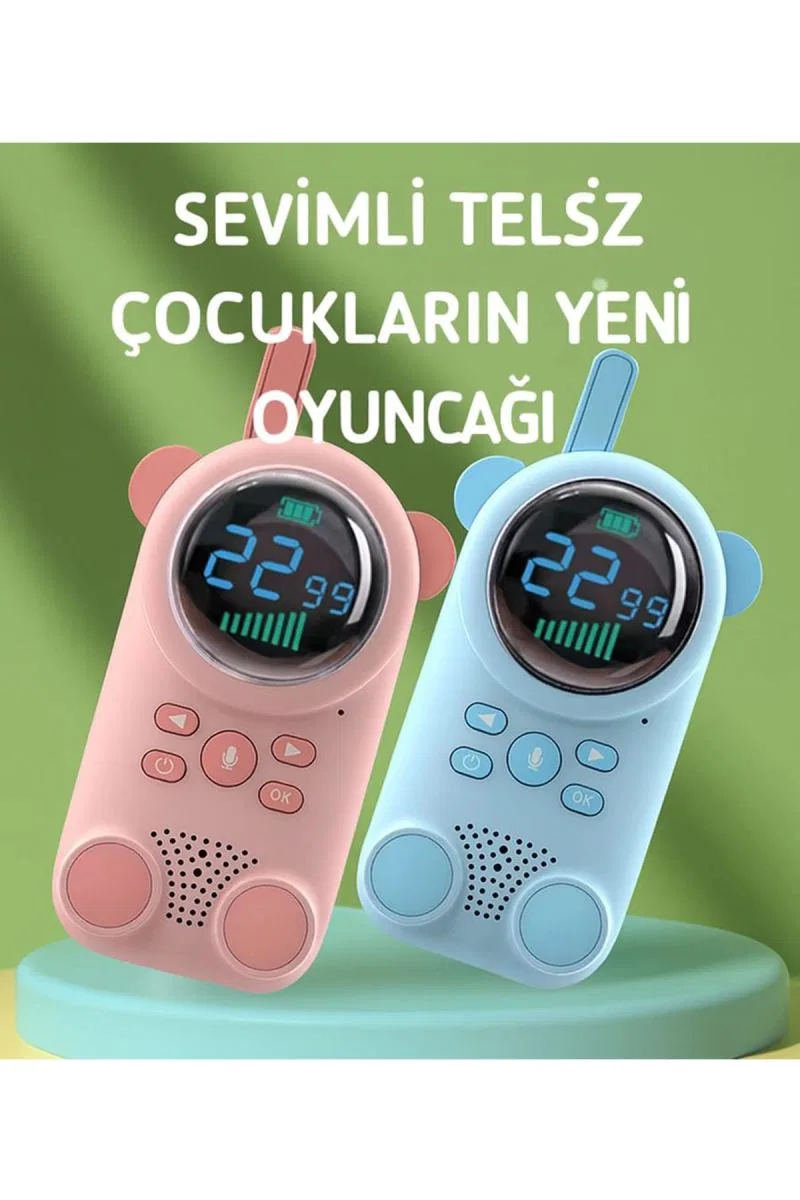 Çocuklar Için Kamp Yürüyüş El Telsizi Şarj Edılebılır 3km Menzil Pembe görsel 3