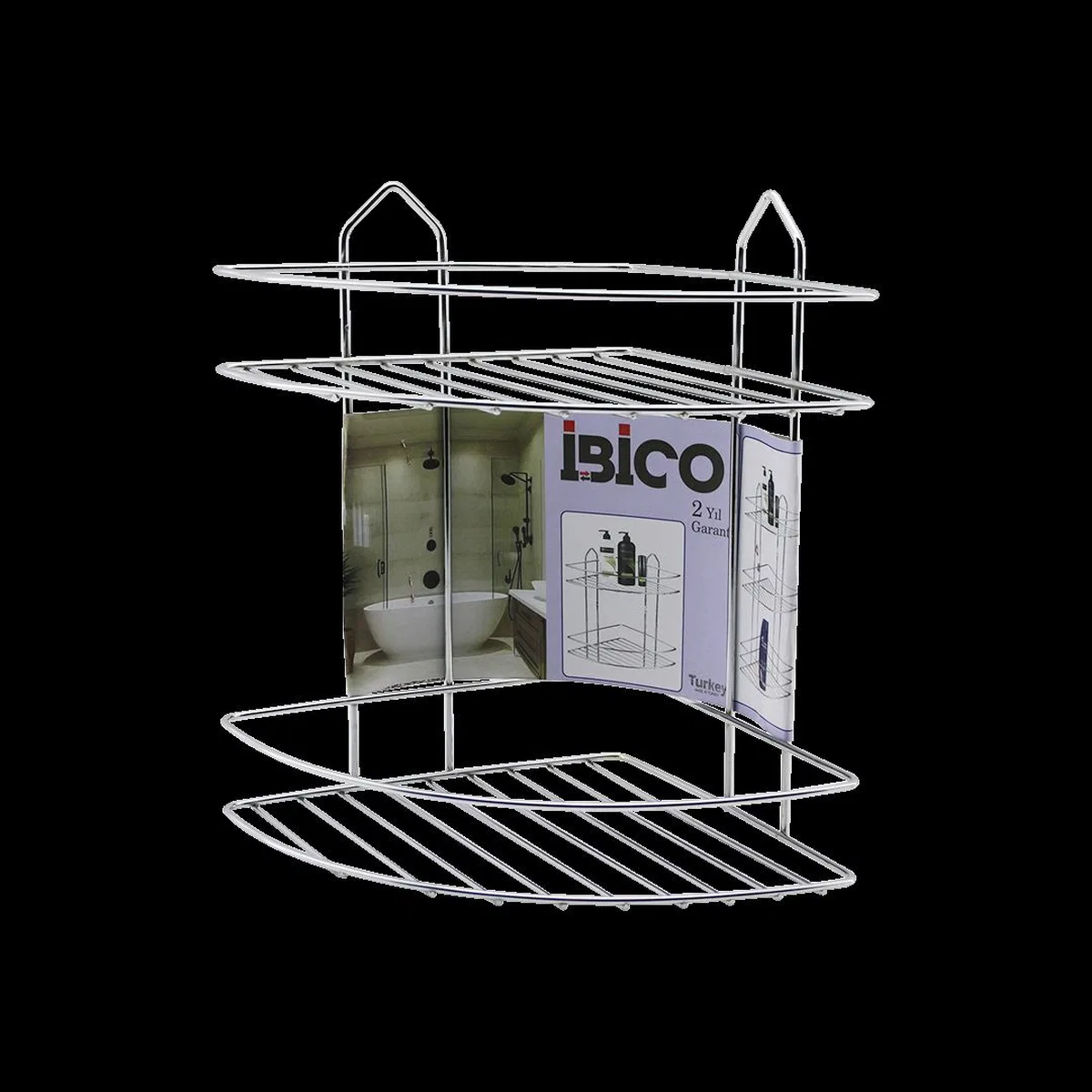 Krom Metal 2 Katlı Üçgen Banyo Köşeliği - Duş Rafı görsel 2