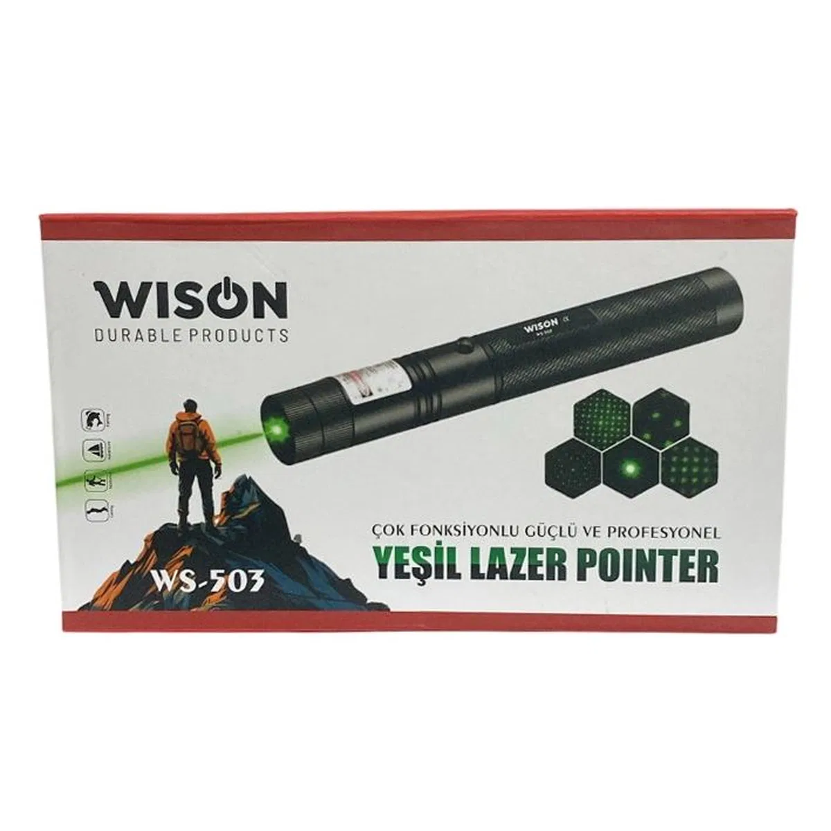 Wison Ws-503 100mw Desen Başlıklı Şarjlı Yeşil Lazer Pointer görsel 3