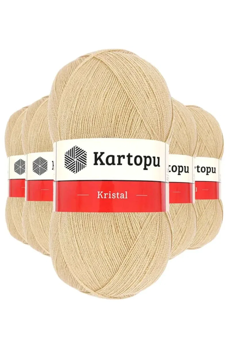 5 Adet Kristal Çift Katlı El Örgü Lif İpi Sütlü Kahve K884 - kartopu mudanis