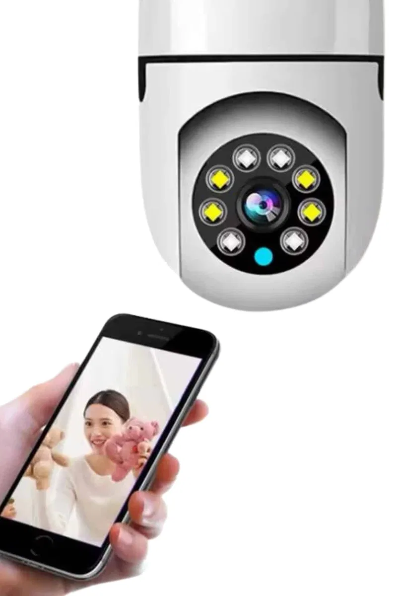 Ev Kamerası Wifi Kamerası Gece Görüşlü Akıllı Ampül Kamera görsel 3