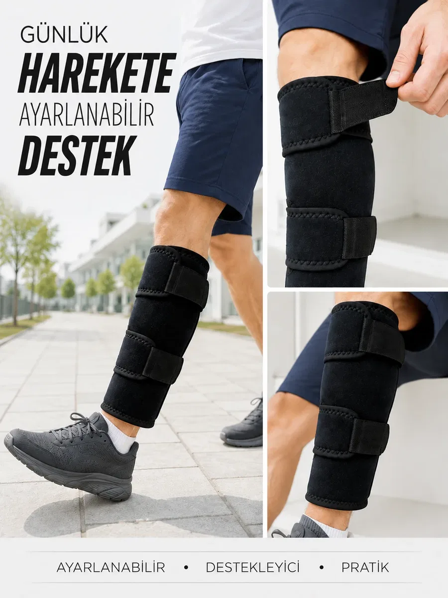 Ayarlanabilir Alt Baldırlık Baldır Destekliği Çift Bantlı Spor ve Günlük Kullanım