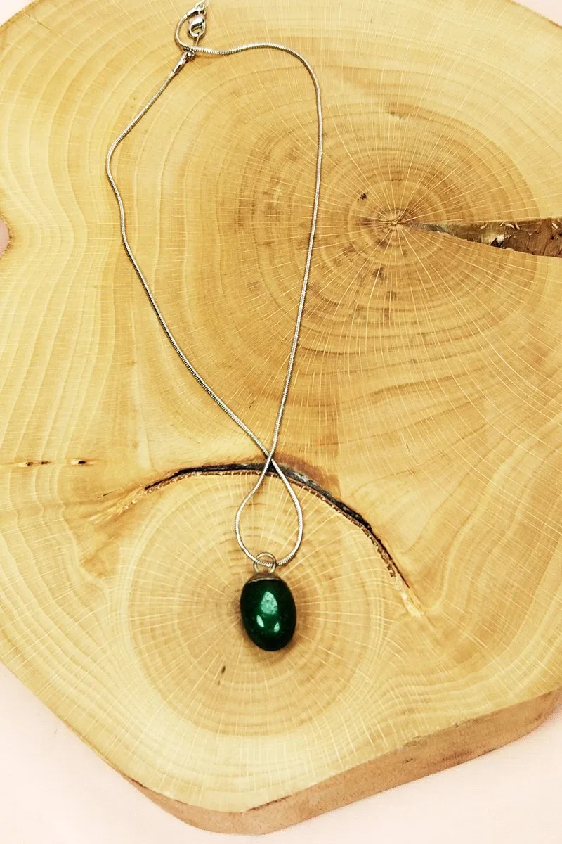 Aventurin Doğal Taşı Zincirli El Yapımı Kolye Uç: 2 cm Zincir: 20 cm Kutulu görsel 7