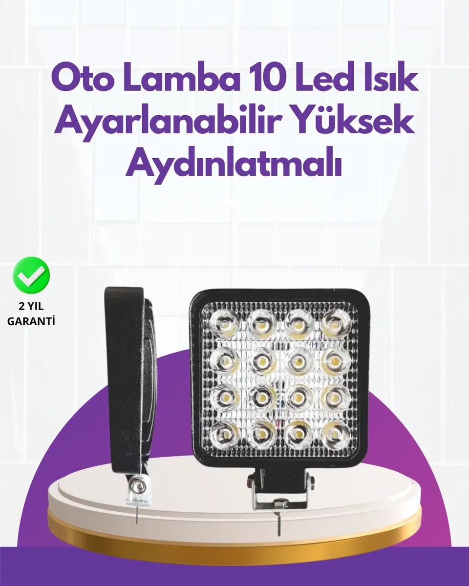 Geniş Aydınlatma Açılı LED Araç Farı | İş Makineleri ve Gece Sürüşü İçin
