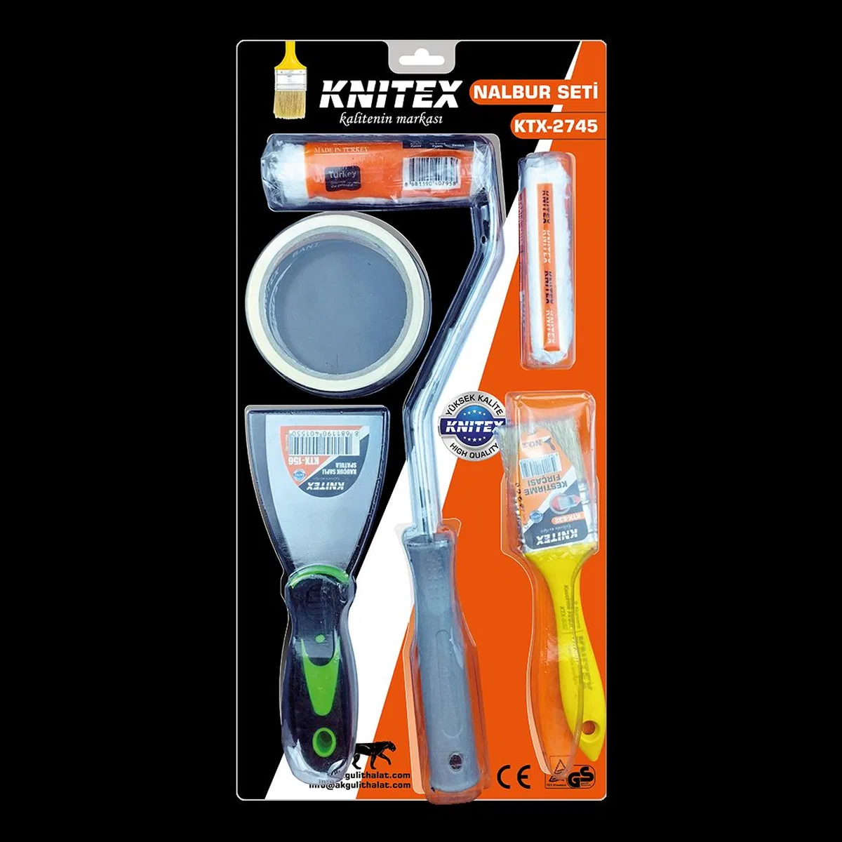 Boyacı Seti 5 Parça - Spatula, Rulo, Fırça, Bant görsel 2