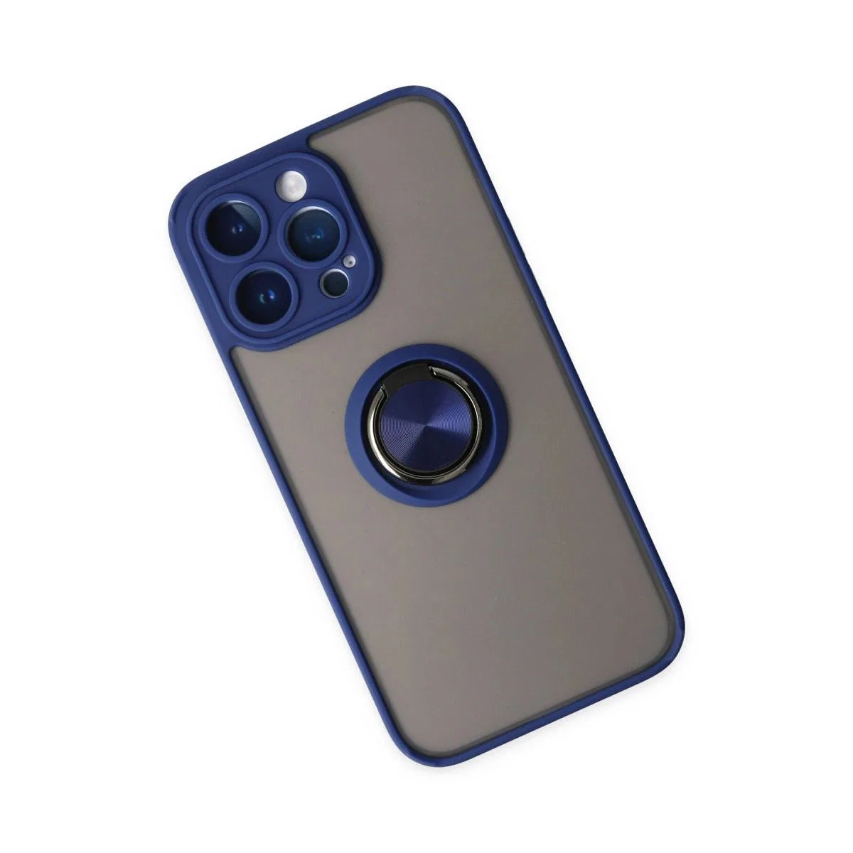 Apple İphone 14 Pro Kılıf Montreal Yüzüklü Silikon Kapak - Lacivert görsel 3