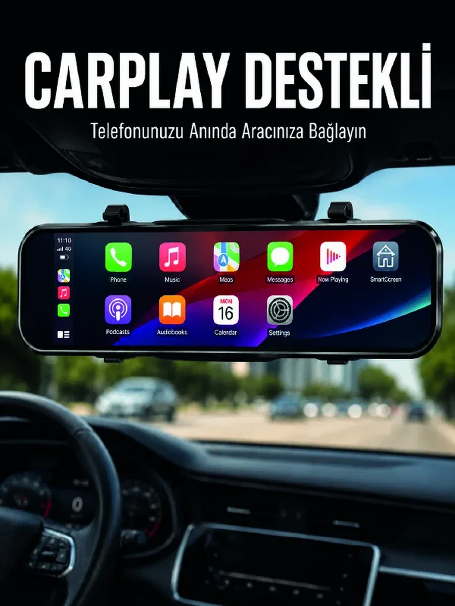Ayna Carplay Araç İçi 9. 66 İnç IPS Ekran Geri Görüş Kamerası Destekli