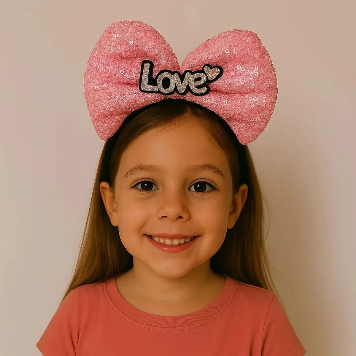 Led Işıklı Love Yazılı Fuşya Fiyonk Taç – Kız Çocuk Parti Tacı görsel 2