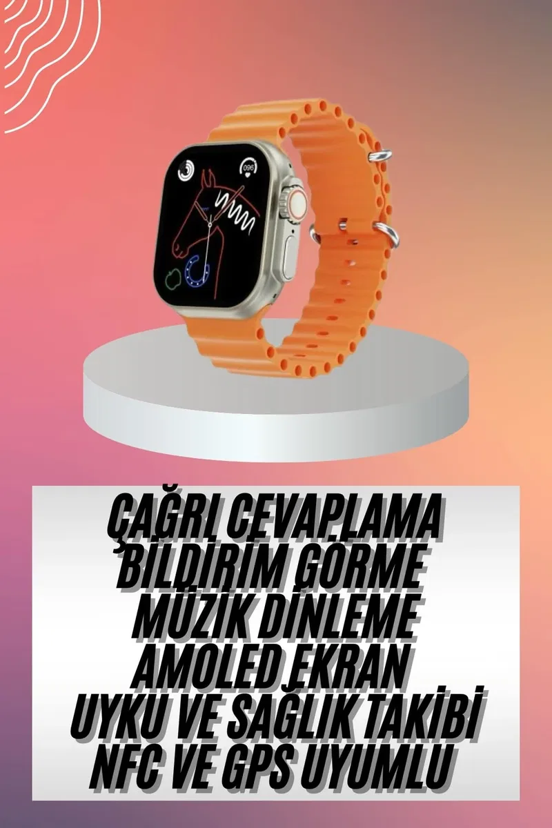 Akıllı Saat Ultra Android & İOS Uyumlu Arama Bildirim Özellikli görsel 2
