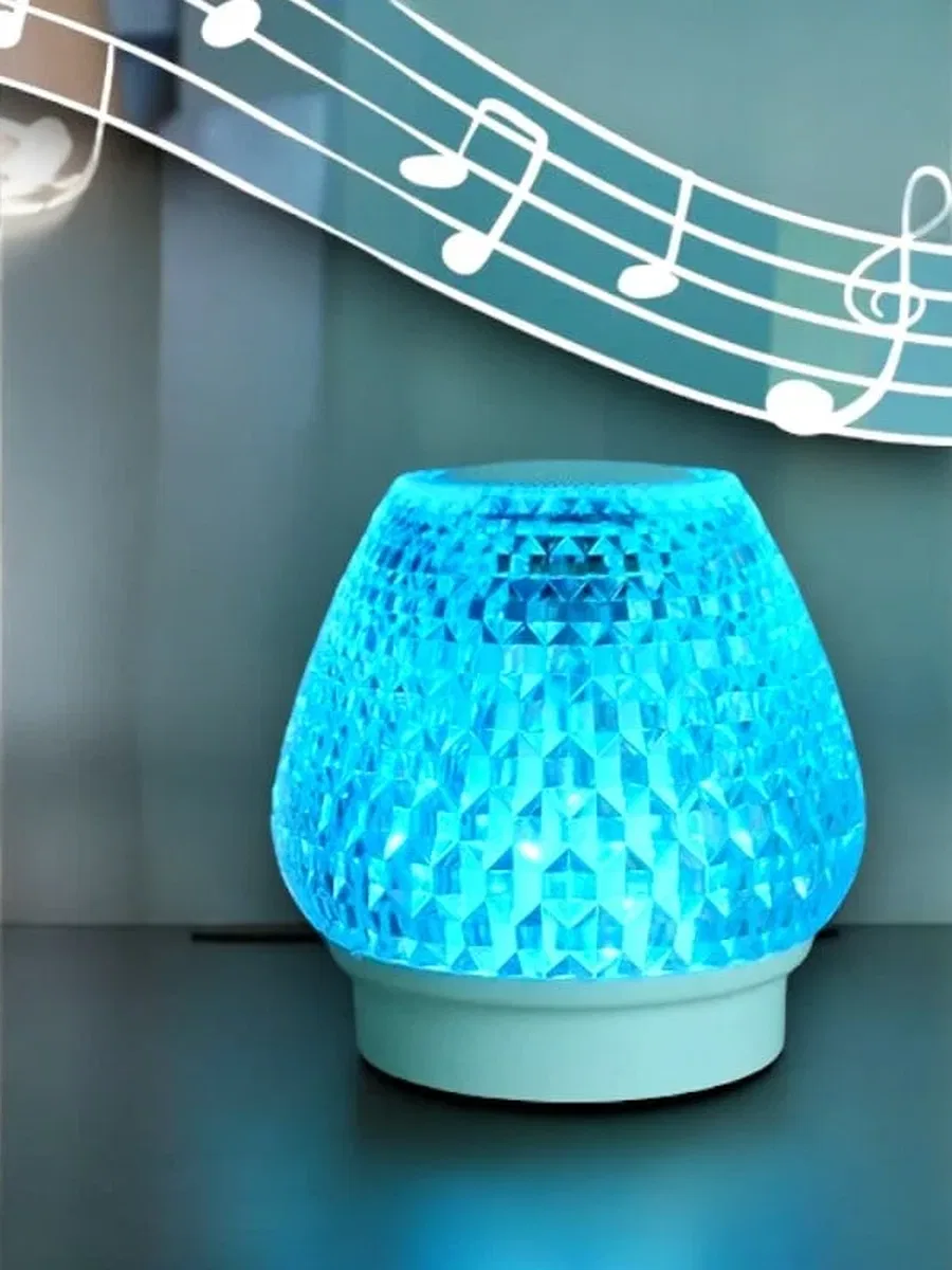 G5 Kristal Şarjlı Masa Lambası - 7 Renk Gece Lambası ve Bluetooth Hoparlör görsel 2