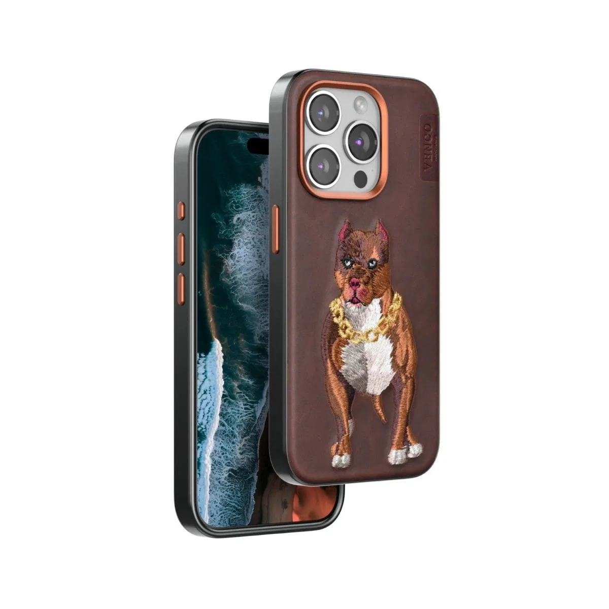 Venco Apple İphone 14 Pro Max Perma Desenli Kapak - Kahverengi görsel 2