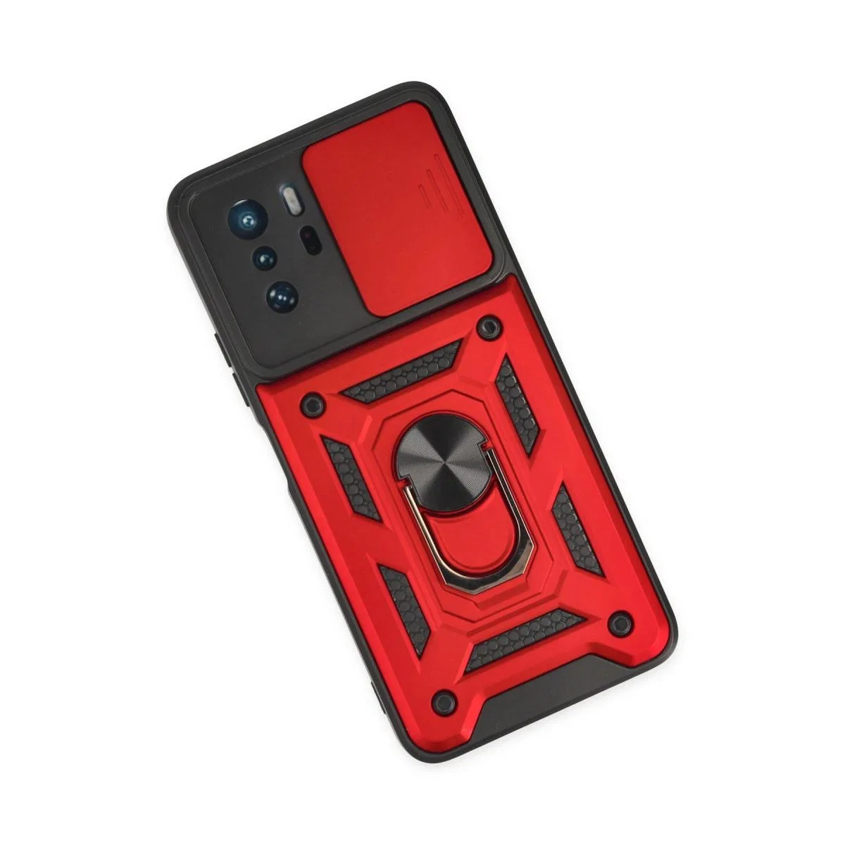 Xiaomi Poco X3 Gt Kılıf Pars Lens Yüzüklü Silikon - Kırmızı görsel 3