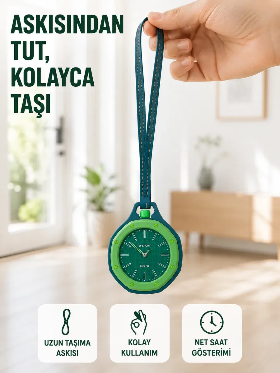 Anahtarlık ve Sırt Çantası İçin Askılı Charm og Saat Yeşil