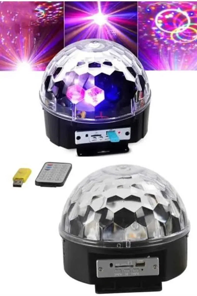 Led Işık Disko Topu Bluetooth Hoparlörlü USB Müzik Çalar Kumandalı görsel 3