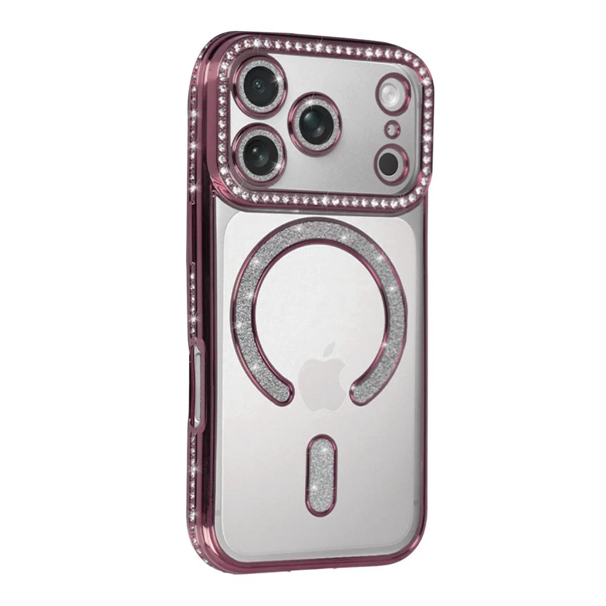 Apple İphone 17 Pro Joke Simli Magneticsafe Kılıf - Pembe görsel 2
