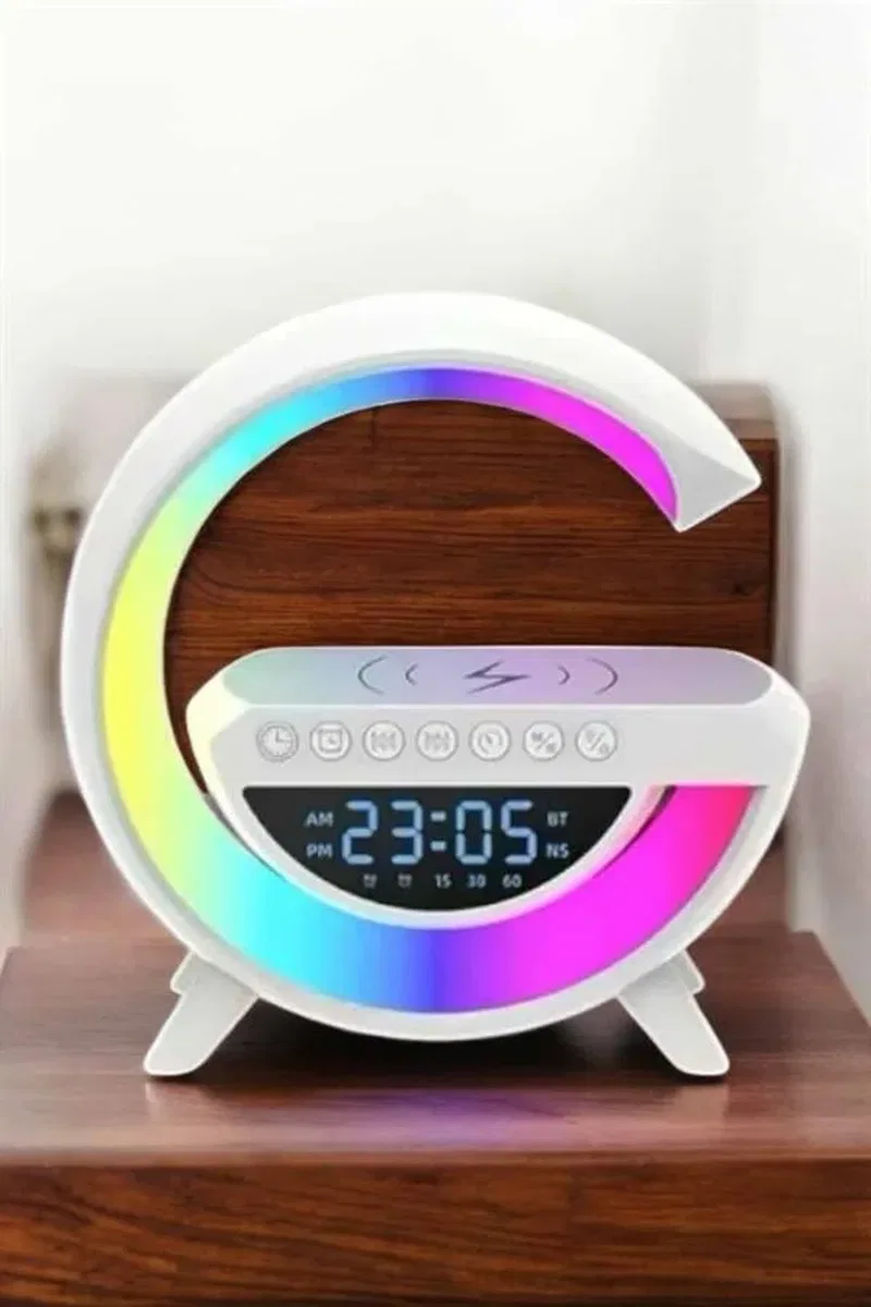 Bluetooth Hoparlör 15W Kablosuz Hızlı Şarj LED Gece Lambası görsel 5