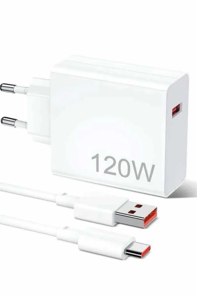120w Şarj Aleti Hızlı Çift Turbo Şarj Aleti Seti Beyaz görsel 2