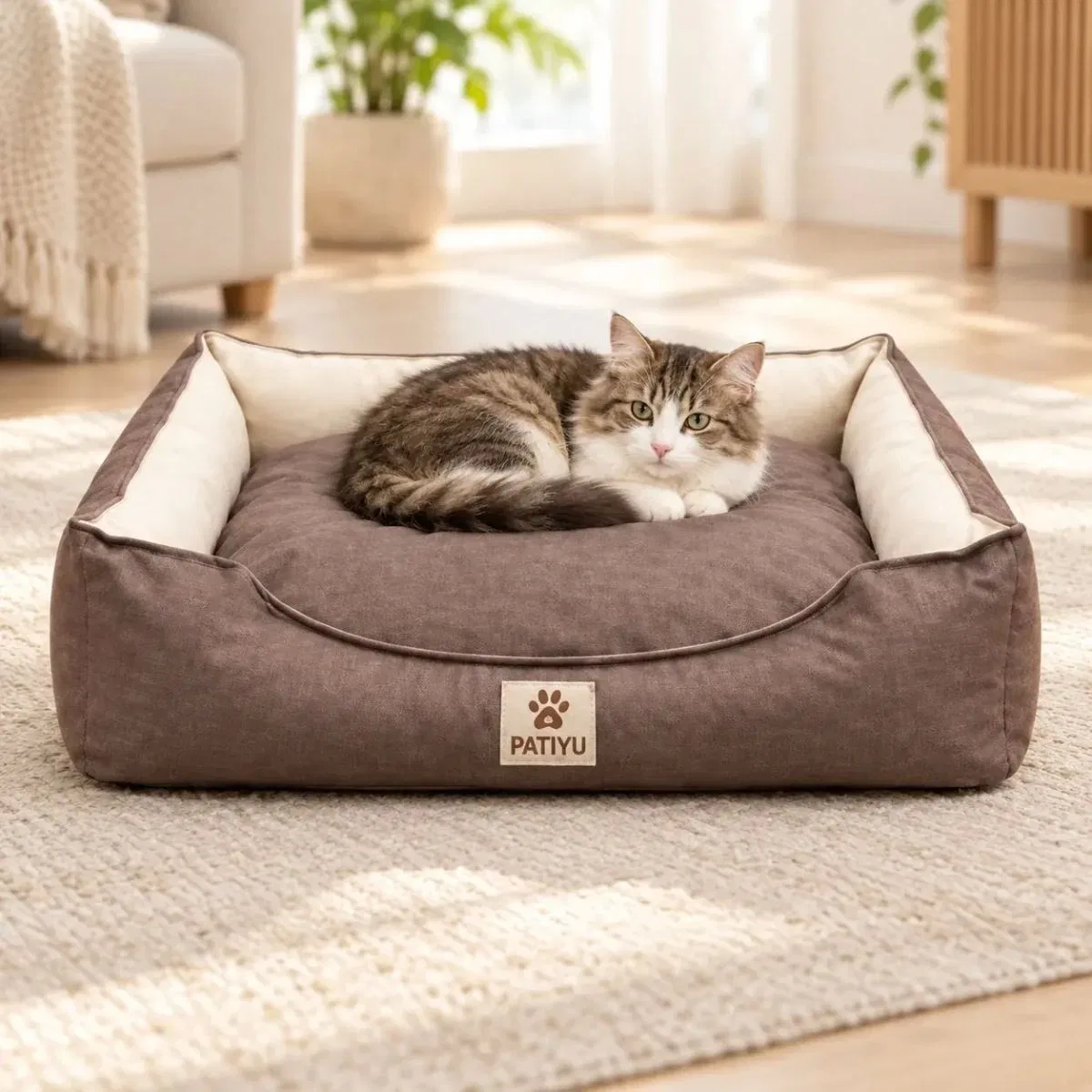 Kedi Köpek Yatağı Aura Premium Yatak - Kahverengi / Medium görsel 2