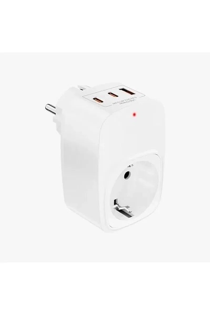 Tekli Yüksek Voltaj Korumalı Duvar Prizi 2x Type-c 1x Usb Çıkışlı Priz Grup Priz Çoğaltıcı Beyaz görsel 2