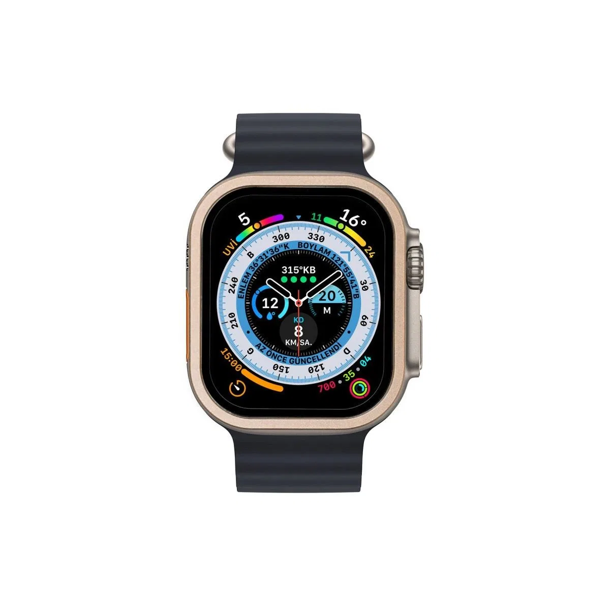 Apple Watch Ultra 49mm Alüminyum Kasa Cam Ekran Koruyucu - Gold görsel 3