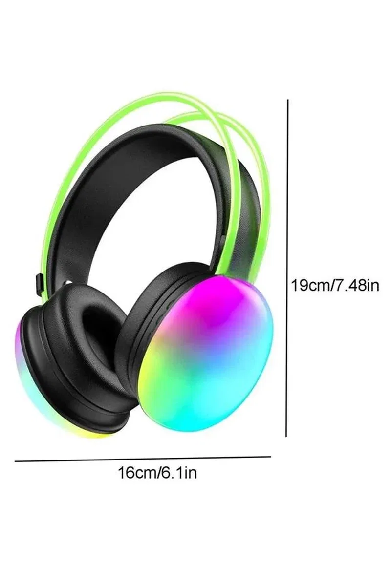 RGB Işıklı Yüksek Ses Kaliteli Kablosuz Kulak Üstü Bluetooth Kulaklık görsel 3