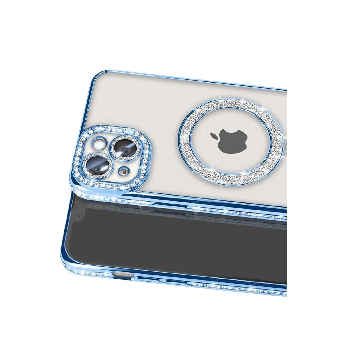 Apple İphone 15 Kılıf Joke Simli Magneticsafe Kılıf - Mavi görsel 2