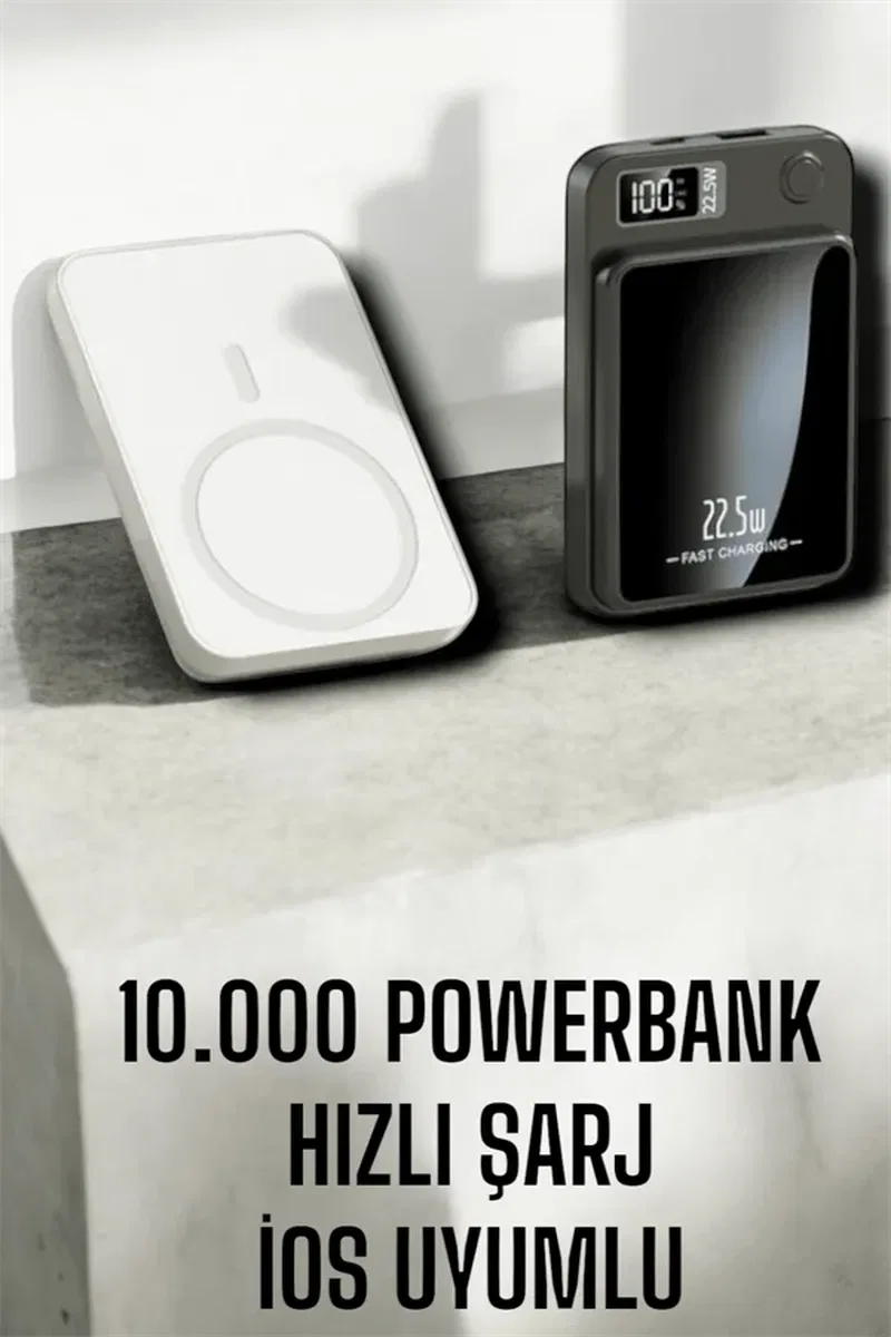 22. 5W Magsafe Kablosuz Şarjlı Powerbank Dijital Ekran ve Hızlı Şarj görsel 3