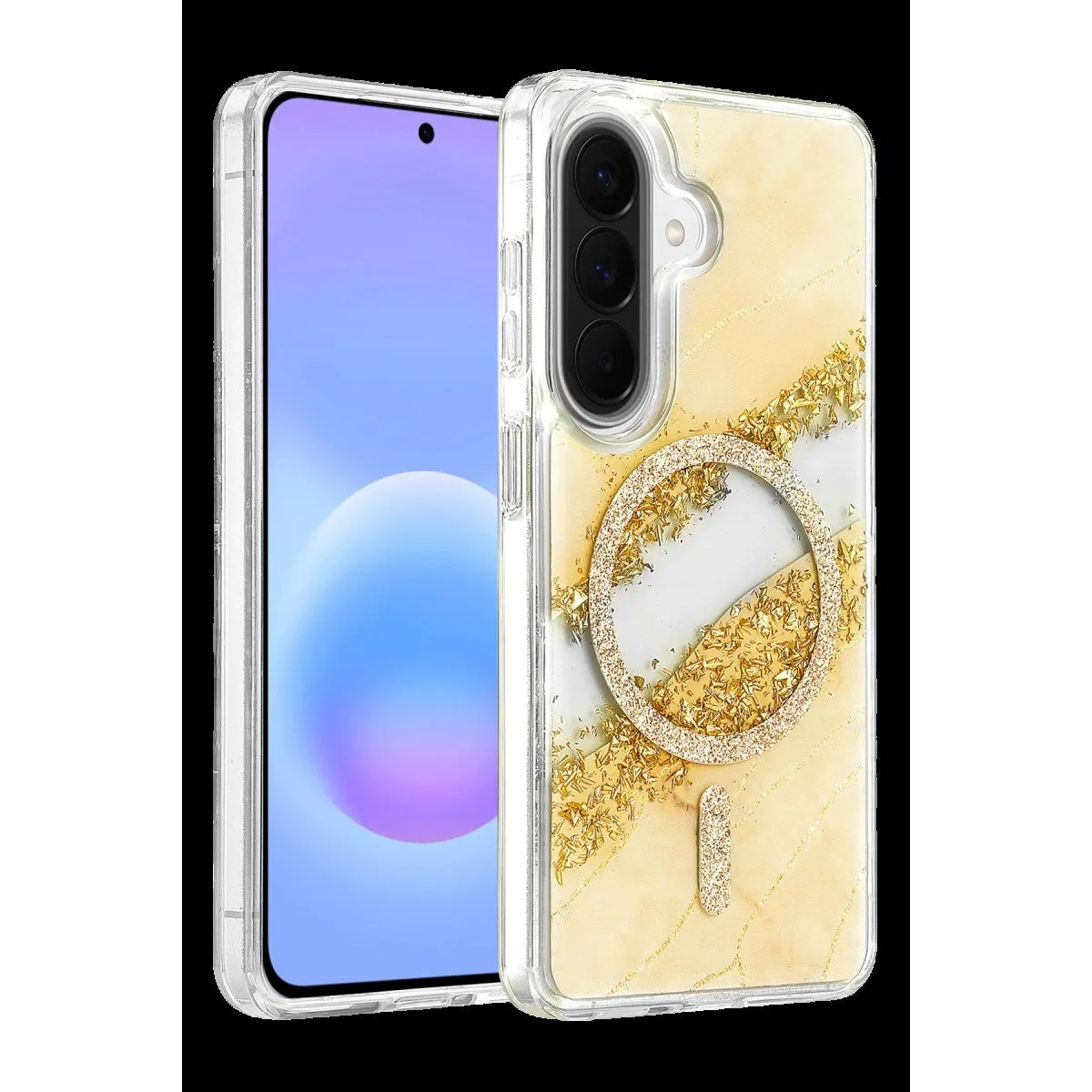 Onegif Samsung Galaxy A37 5g Lotus Simli Magsafe Kapak - Gümüş