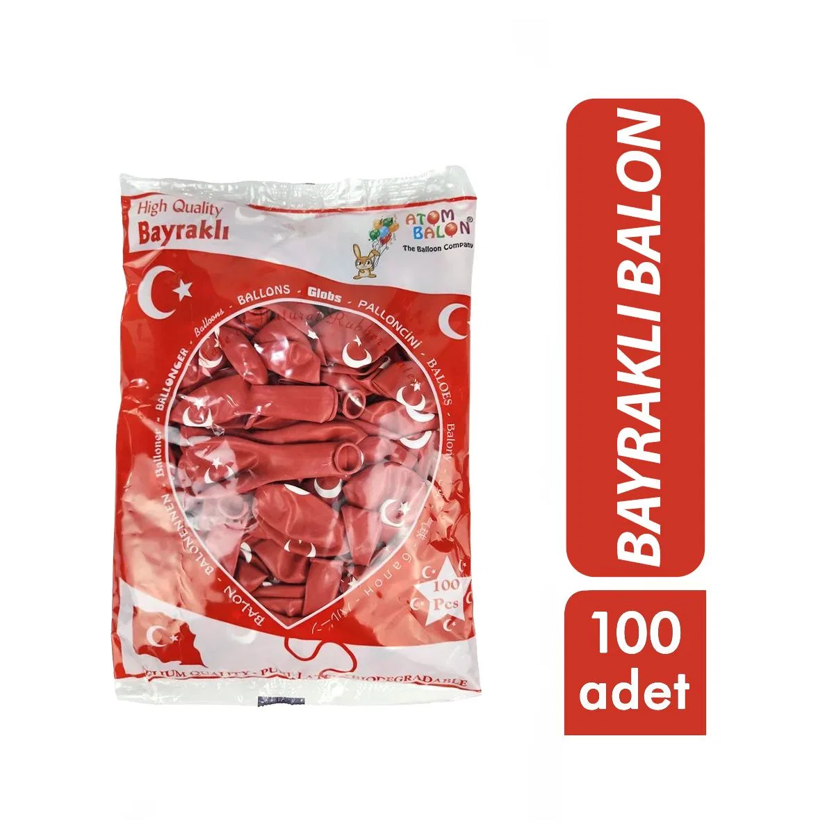 12 inç Bayraklı Lateks Balon ( 100 Adet) görsel 2
