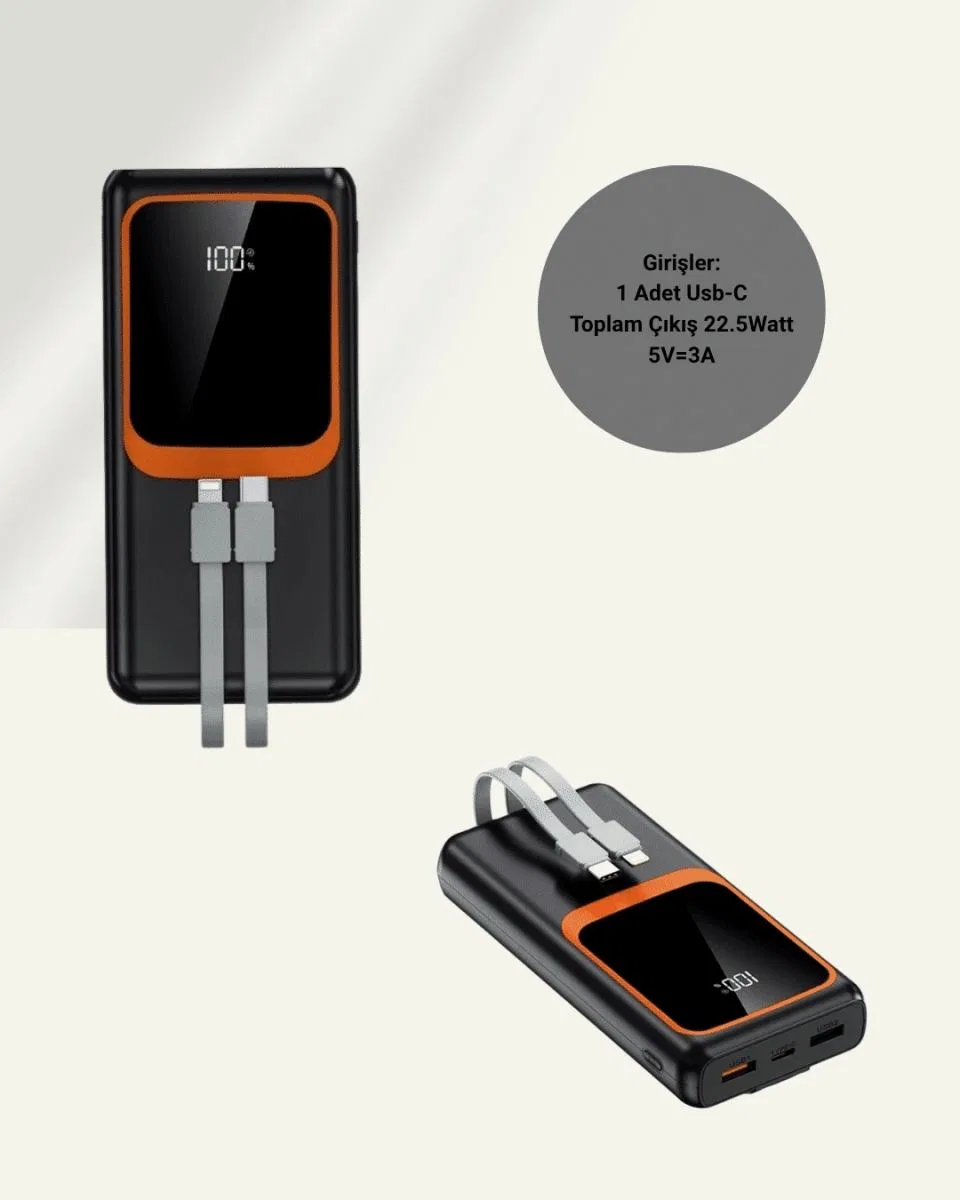 20000 Mah Taşınabilir Powerbank | Çok Kablolu, Hızlı Şarj Destekli (22. 5w) görsel 5