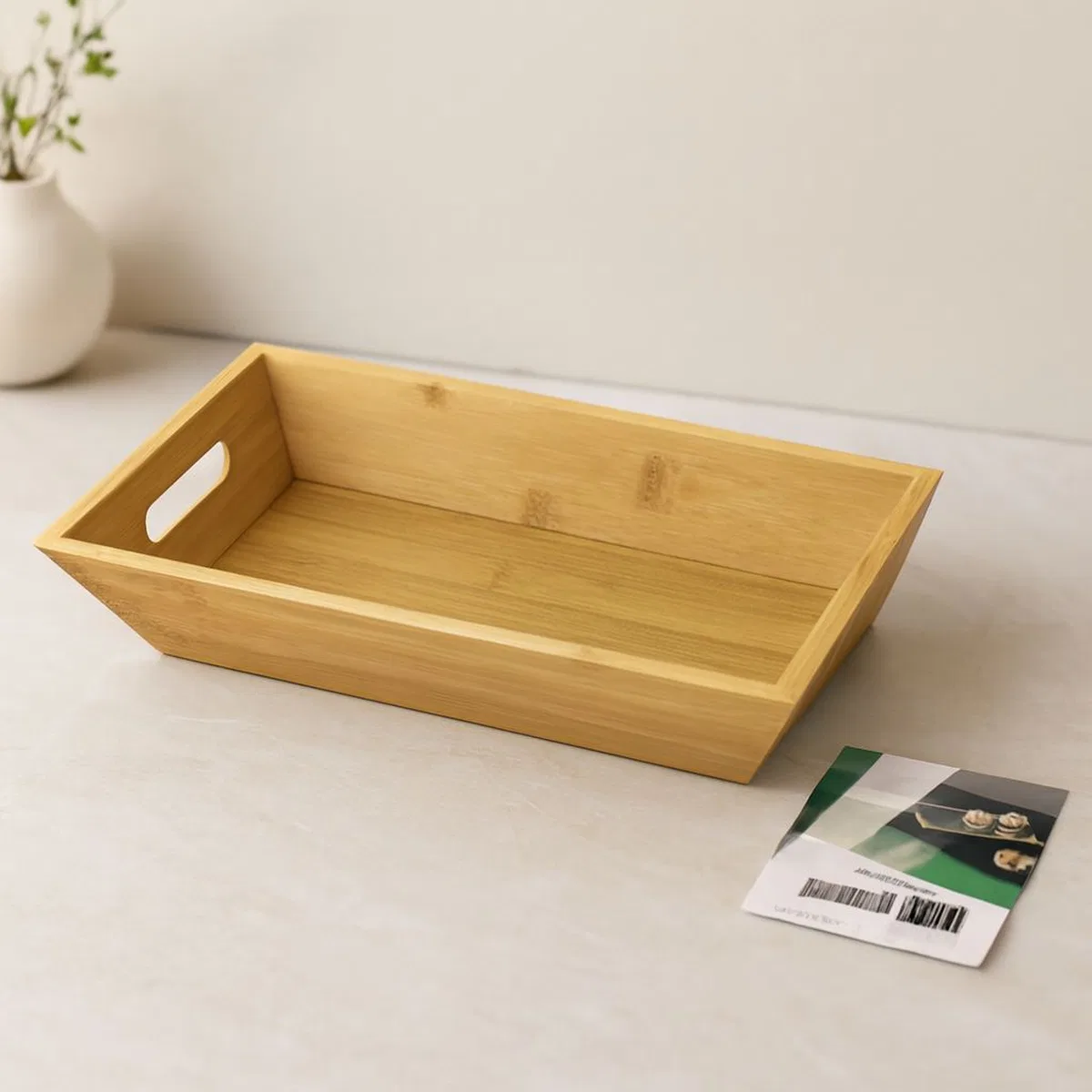 Bambu Dikdörtgen Sunum Tepsisi 16x30x4. 5 cm (Çift Kulplu)