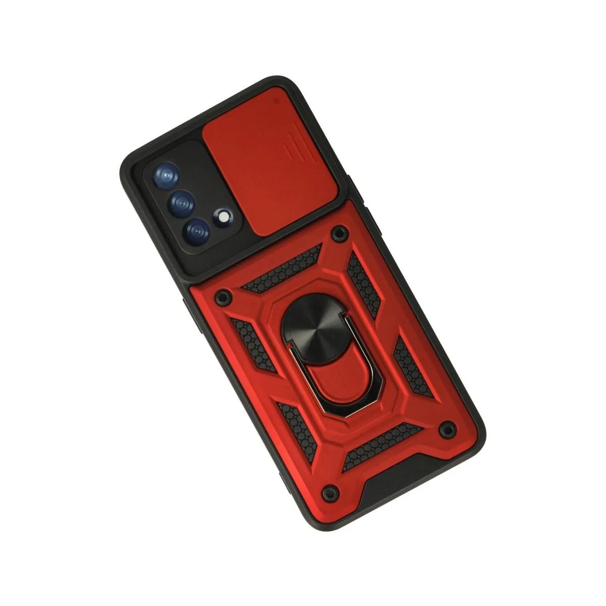 Oppo A74 4g Kılıf Pars Lens Yüzüklü Silikon - Kırmızı görsel 2