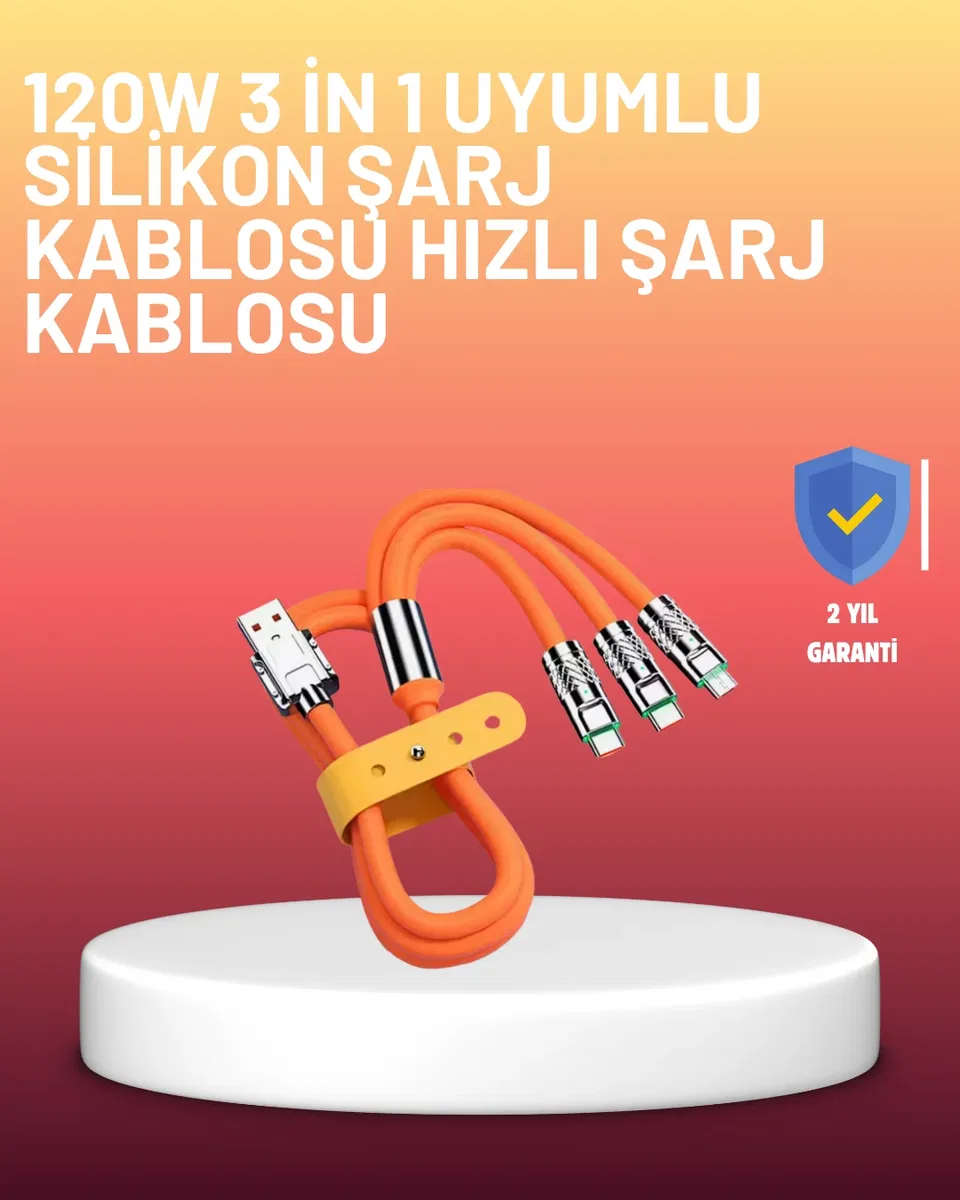 Çinko Alaşımlı Uçlu 120 W Şarj Kablosu – Dolaşmaya Dayanıklı 1, 2 m USB Kablo