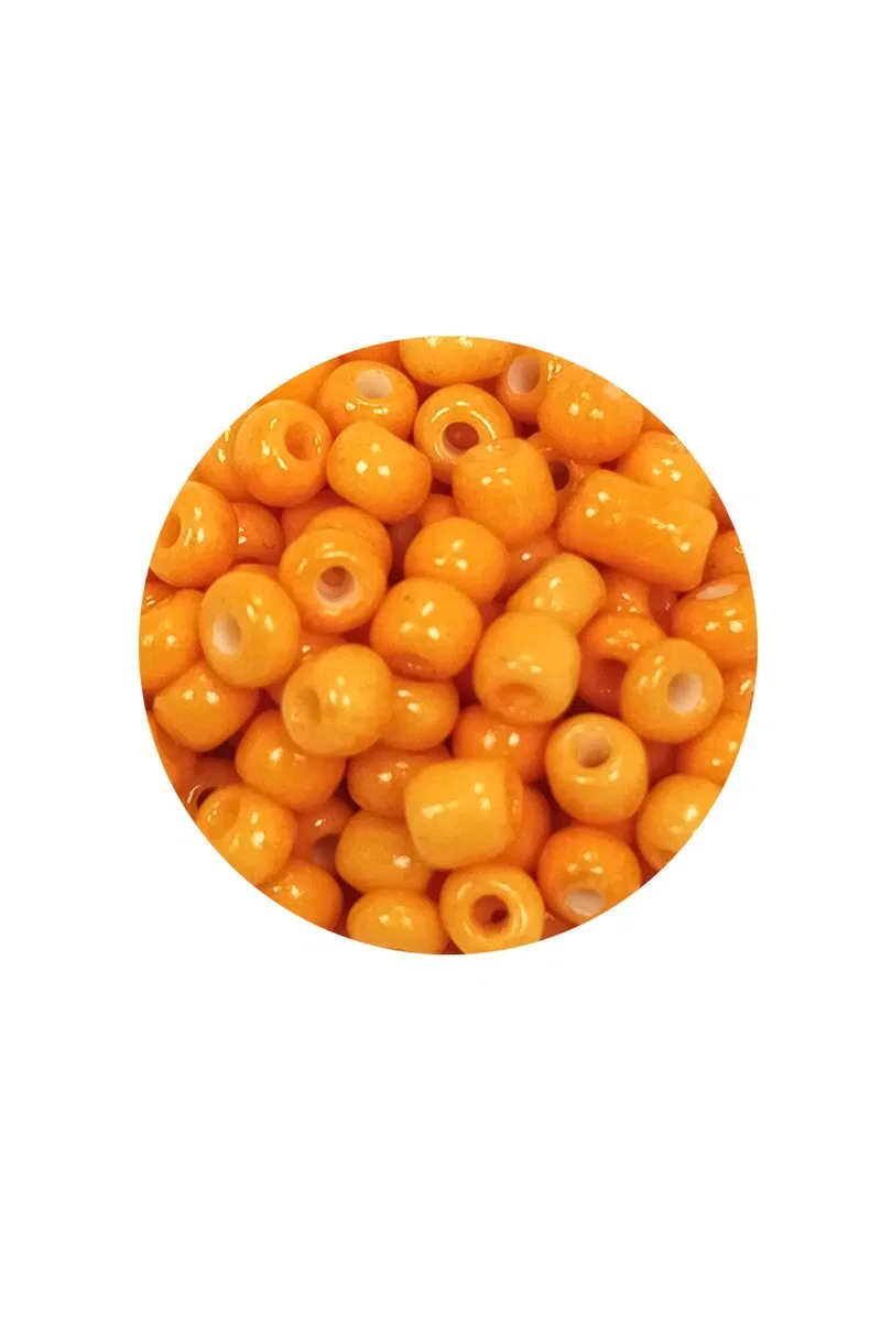 Dökme Cam Kum Boncuk Büyük Boy (6/0) 4 mm - 20 Gram - Açık Turuncu - BNC095 görsel 2