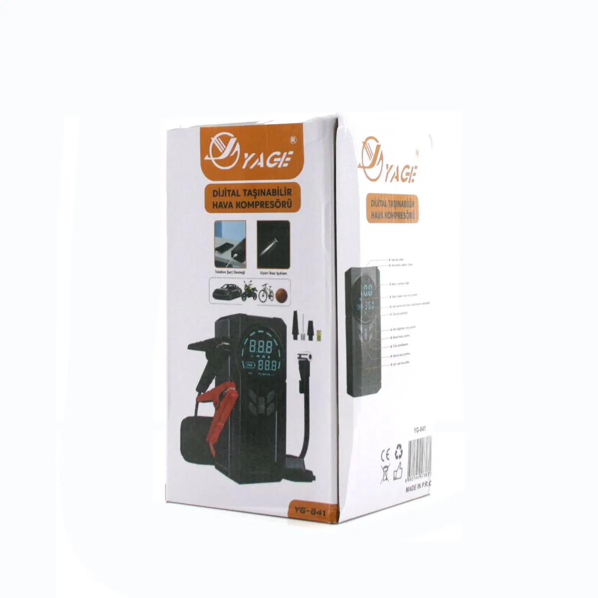Akü Takviyeli 4-in-1 Kompresörlü Hava Pompası (12V, Dijital Ekran) görsel 3