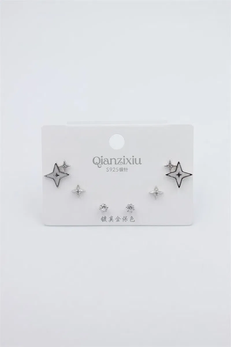 Çoklu Set Küpe - Gümüş görsel 2