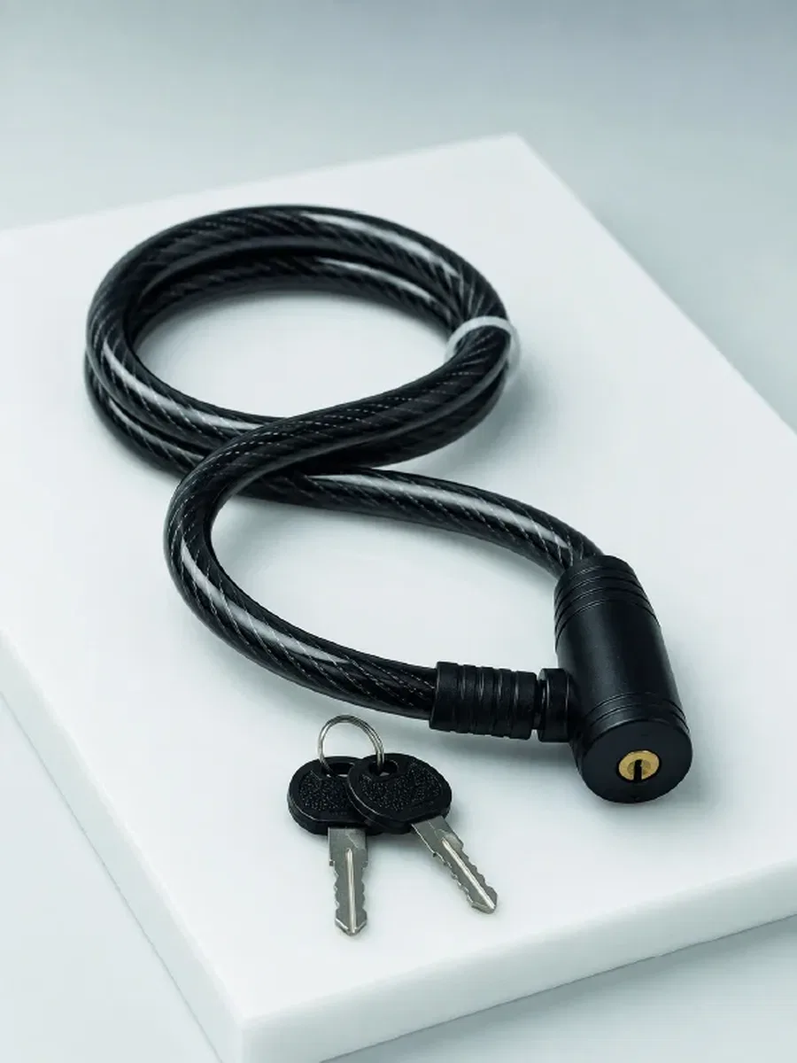 Bisiklet ve Scooter Kilidi 12 mm Çelik Halat 80 cm Anahtarlı Kilit PVC Koruyucu Kaplama 2 Anahtarlı Güvenlik Sistemi görsel 2