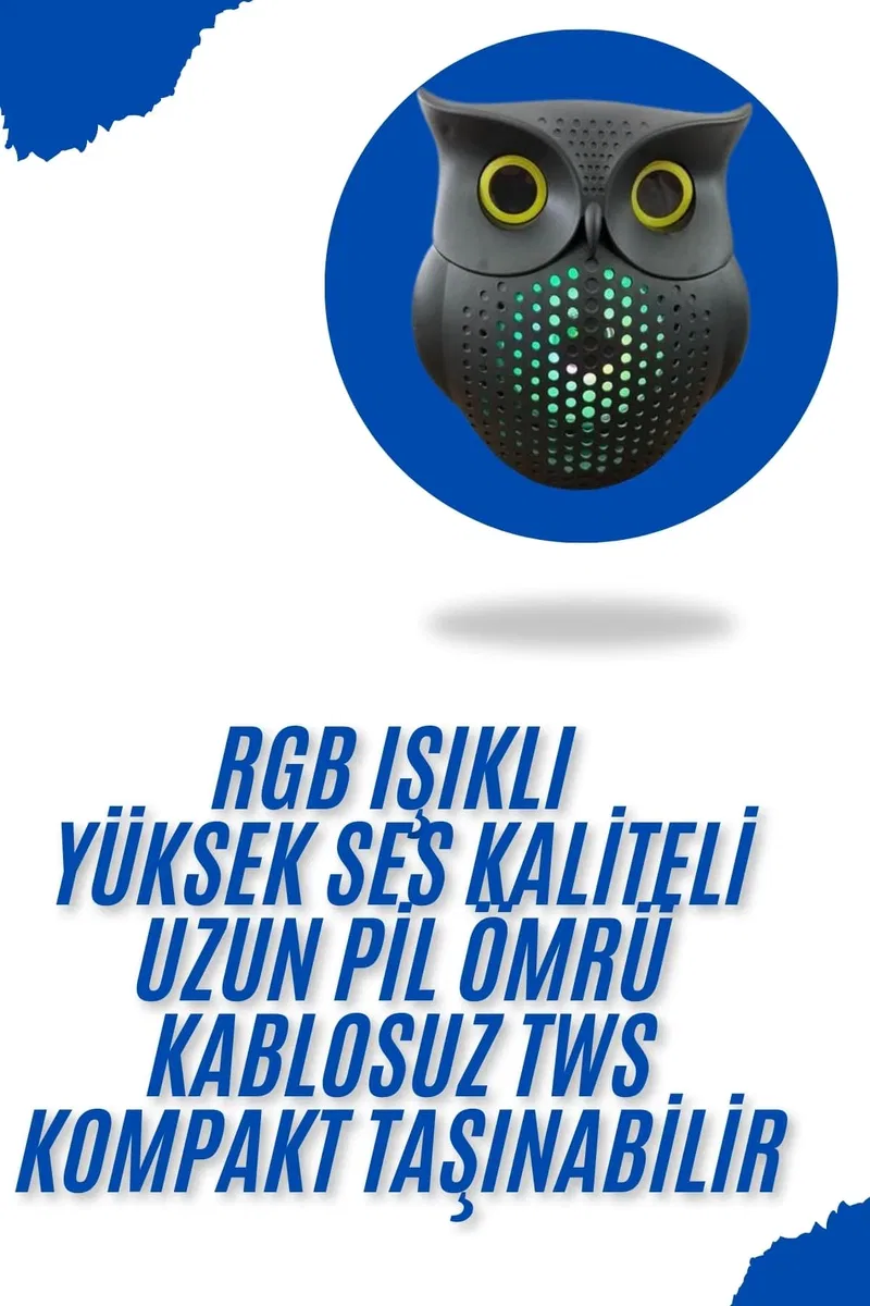 Baykuş Görünümlü Işıklı Bluetooth Speaker Bluetooth Hoparlör görsel 2