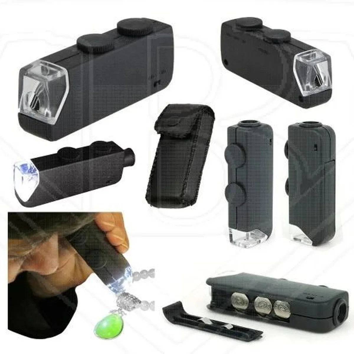 Mini 60x 100x Zoom Lens Odak Takı Led Cep Mikroskop Büyüteç görsel 3
