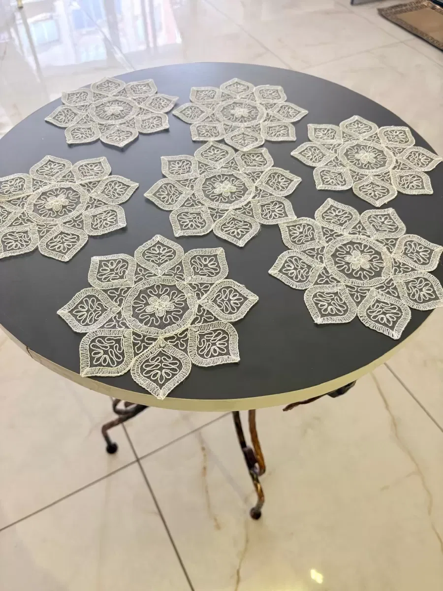 6'lı Dantel Kahve Sunumluğu 15x15 cm Asorti Desenli Çeyizlik Sunumluk görsel 10