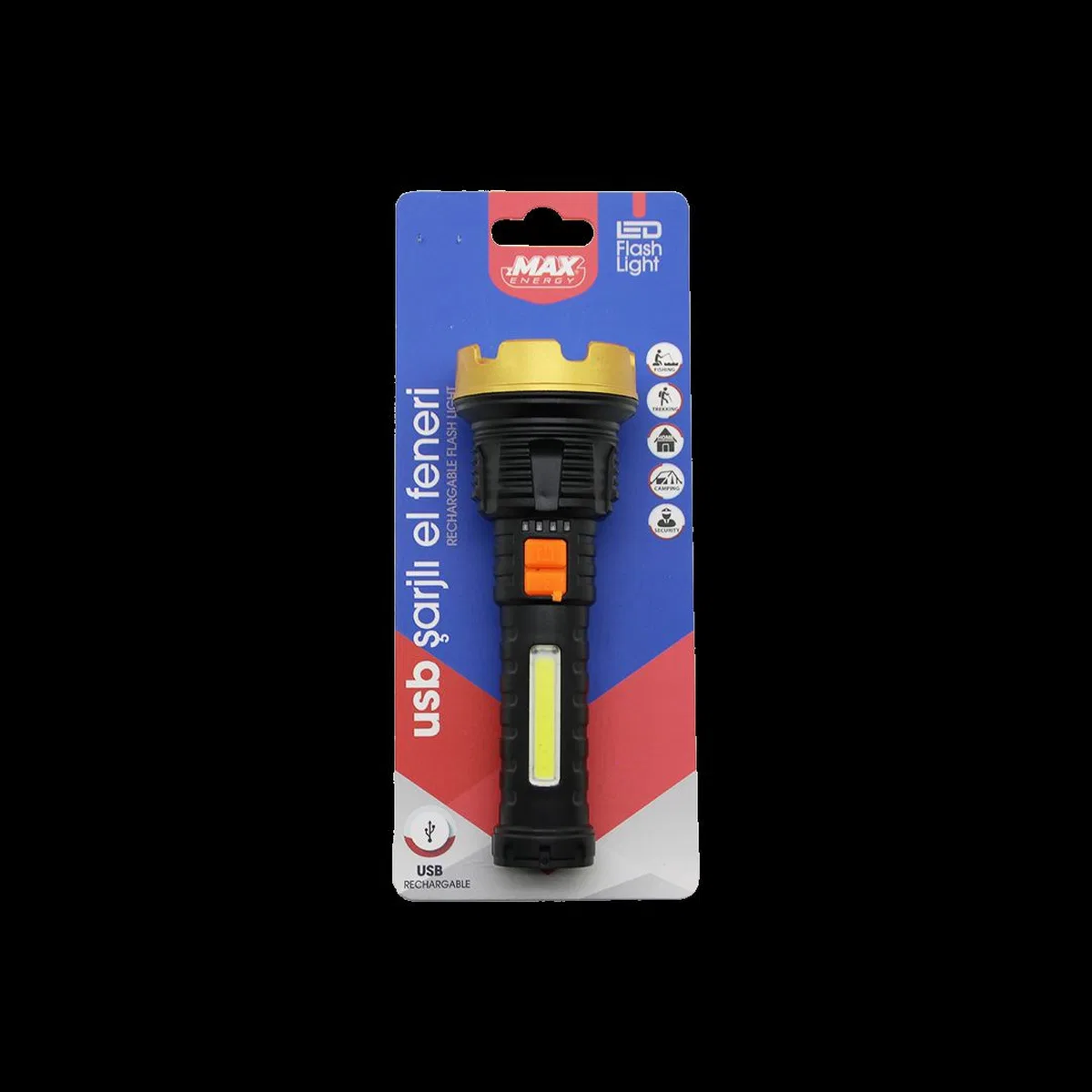 USB Şarjlı 2in1 LED & COB El Feneri (15 cm)