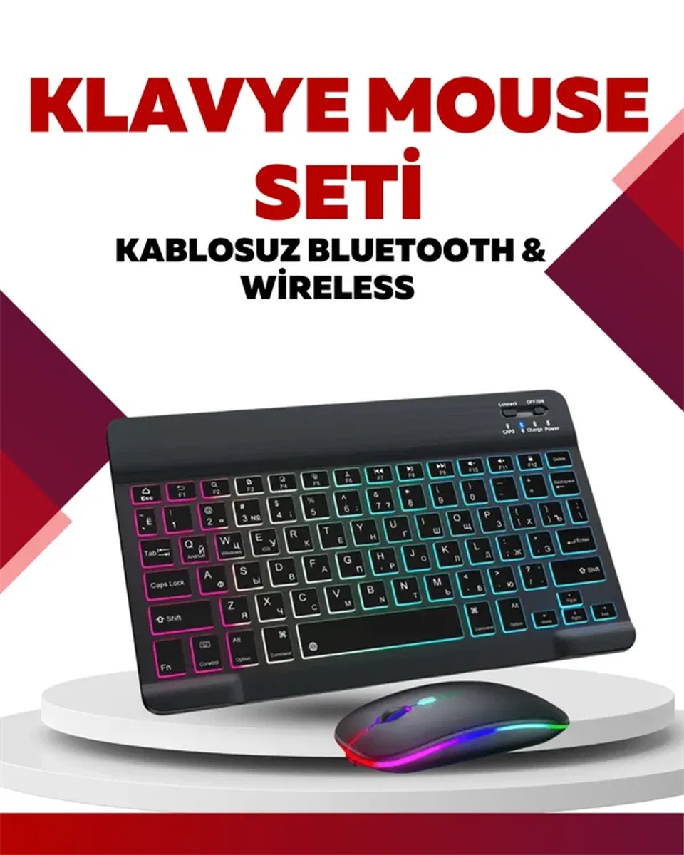 Bluetooth 5. 3 Destekli Şarjlı Taşınabilir Klavye + Mouse Kombinasyonu görsel 2