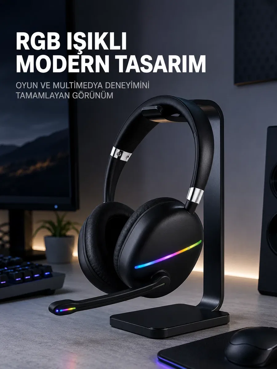 Kablosuz Bluetooth 5. 0 Kulaklık RGB Işıklı Tasarım