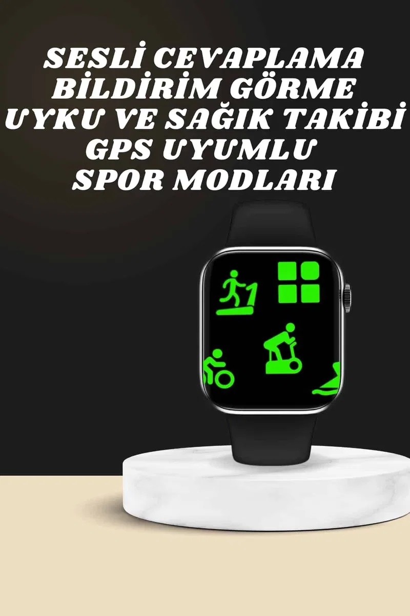 Akıllı Saat Wireless Şarj Yüksek Çözünürlüklü Müzik Dinleme Sesli Cevaplama görsel 4
