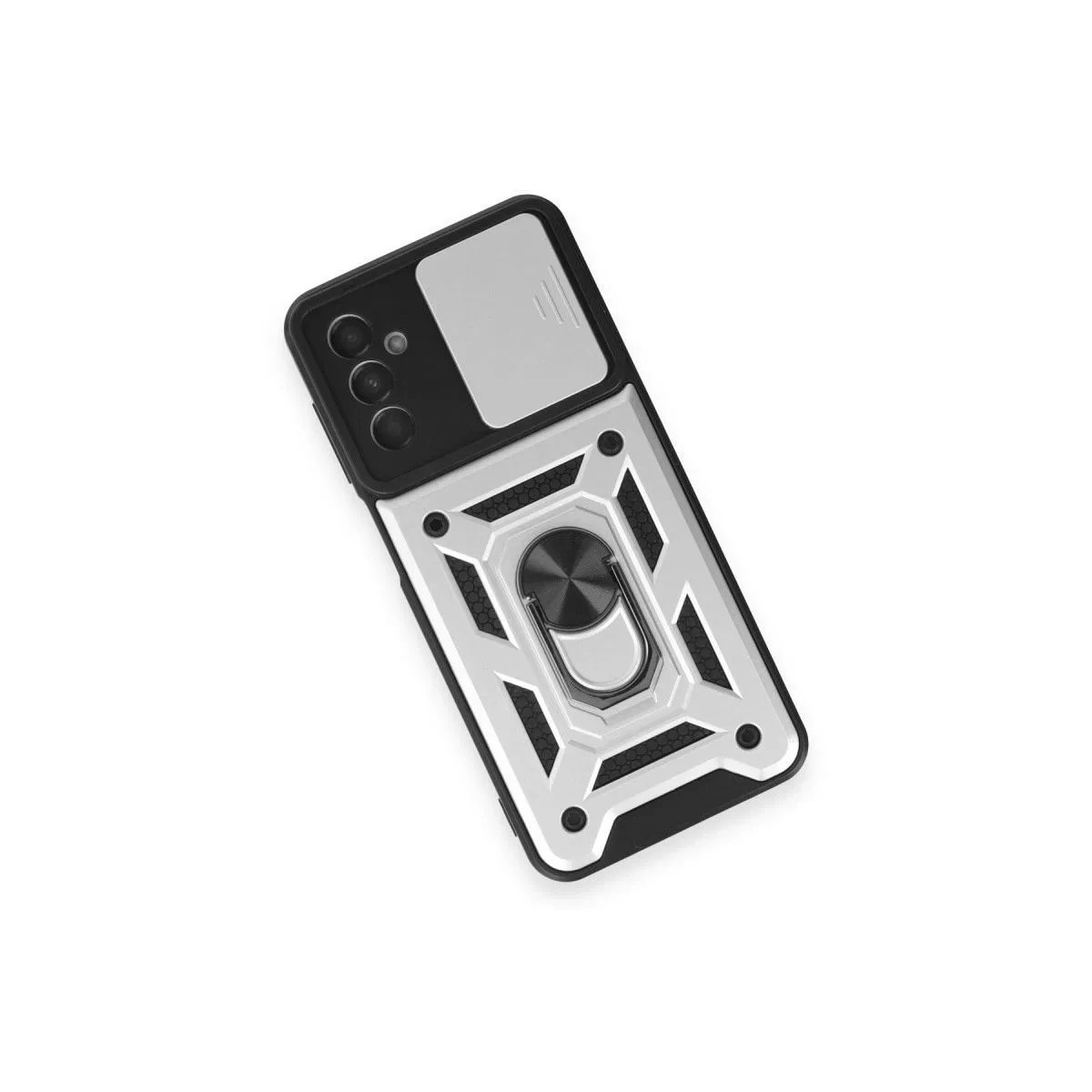 Samsung Galaxy M14 5g Kılıf Pars Lens Yüzüklü Silikon - Gümüş görsel 4