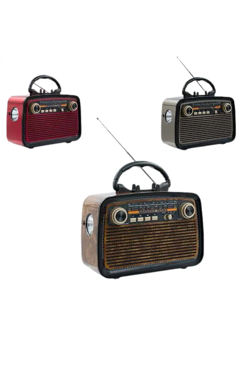 Bluetooth Hoparlör Ahşap Renk Vintage Işıklı Nostaljik Radyo Fm Ahşap Görünümlü Yeni Nesil görsel 2