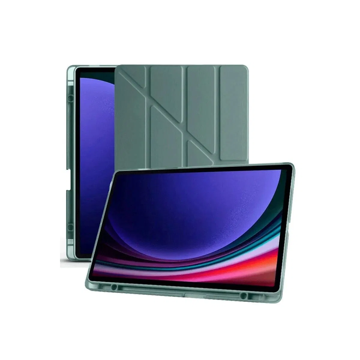 Samsung Galaxy X610 Tab S9 Fe Plus 12. 4 Kılıf Kalemlikli Mars Tablet Kılıfı - Koyu Yeşil görsel 4