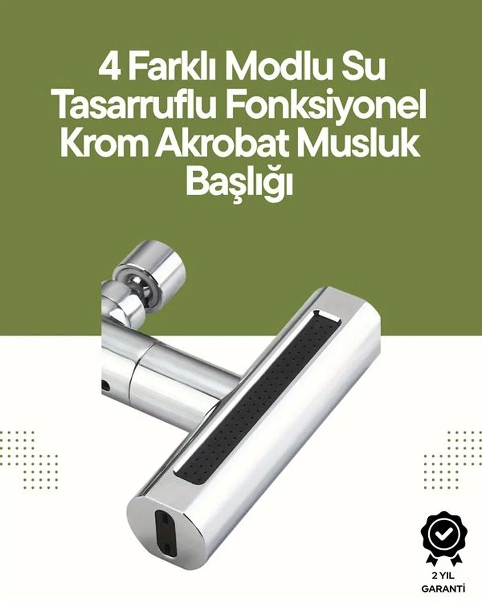 Krom Musluk Başlığı | 4'ü 1 Arada Su Çıkışı | Kolay Montajlı